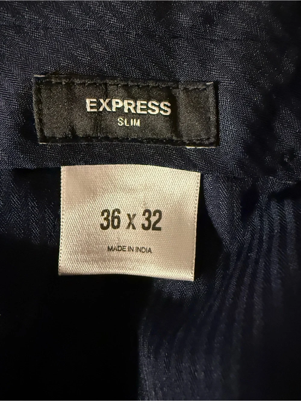express Photographer Slim Suit-44R blazer/36-32 pants. navy solid Modern Tech